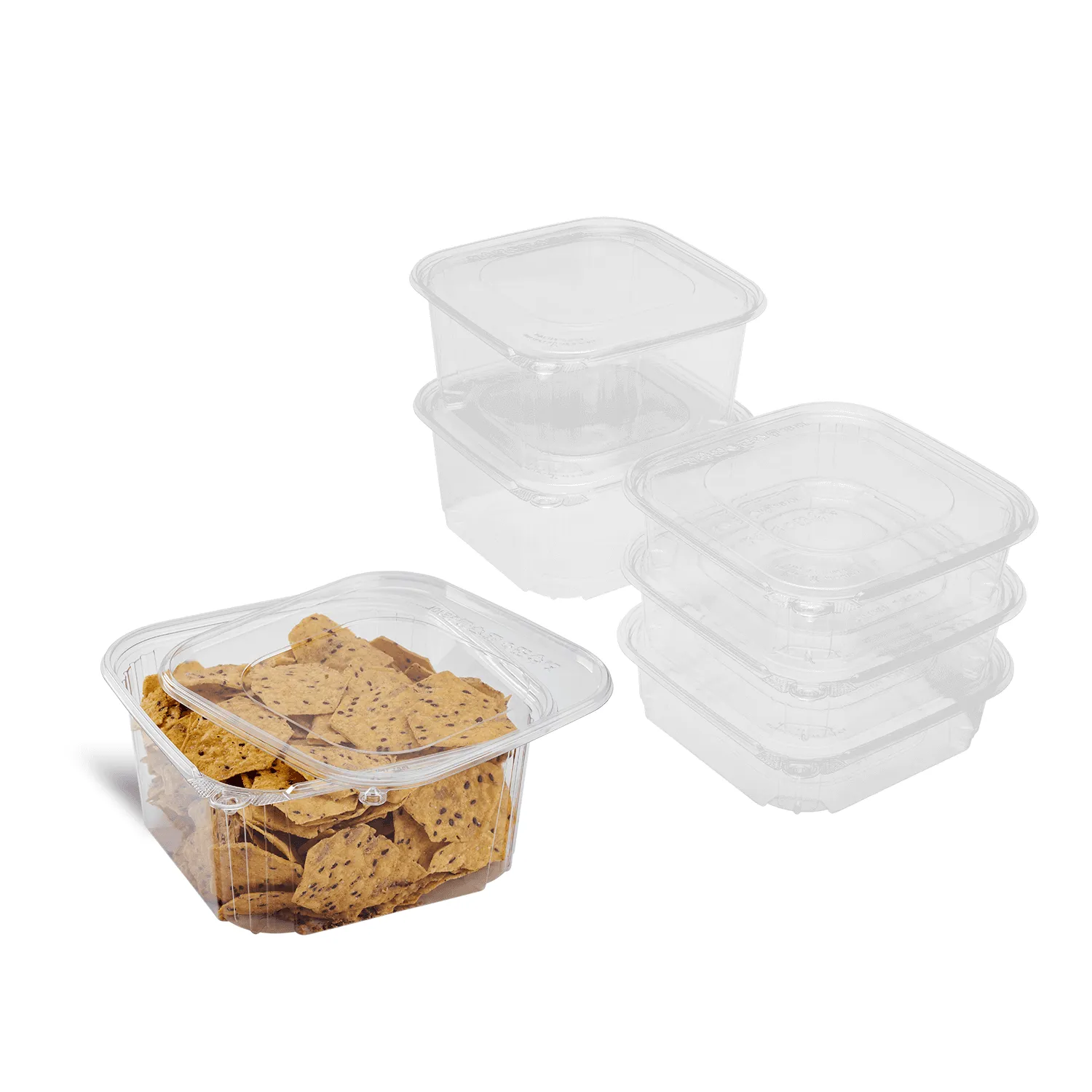 [120 sets] 64 oz PET Tamper Resistant Deli Containers with Flat Lid