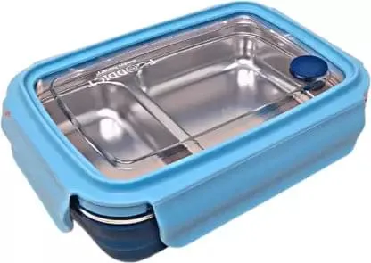 2 Compartment Slim Lunch Box Thermal Stainless Steel