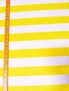 2 Tone Stripe Deck Canvas Outdoor Waterproof Fabric / Yellow/White / Sold By The Yard Closeout!!!