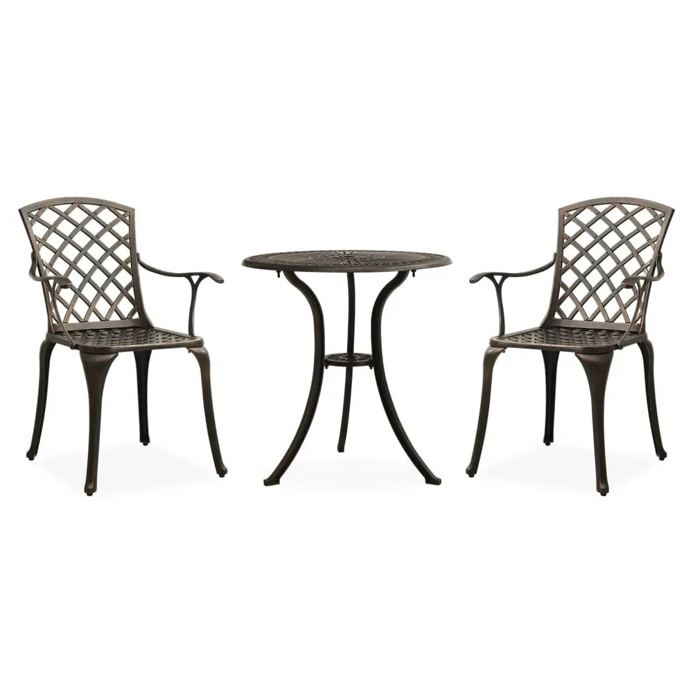 3 Piece Bistro Set Cast Aluminium Bronze