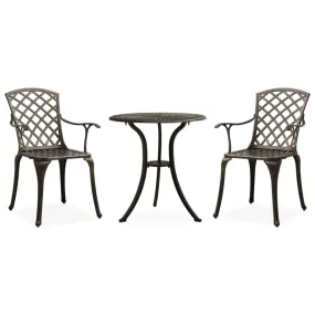 3 Piece Bistro Set Cast Aluminium Bronze