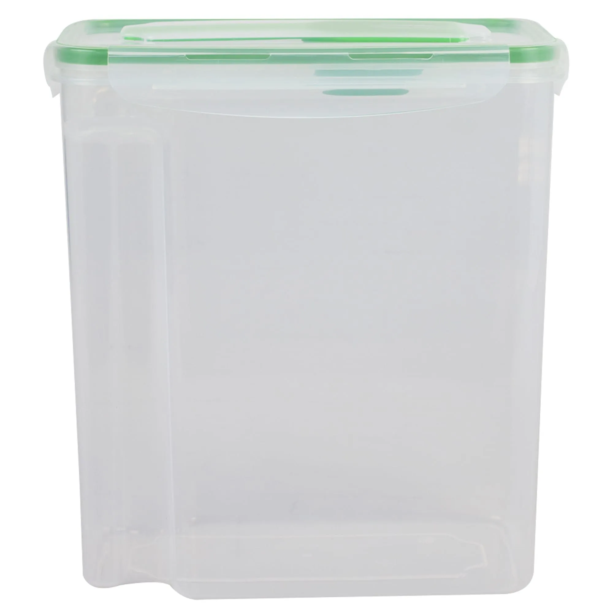 4-Sided Locking Plastic Cereal Storage Container with Spoon, Seafoam Green