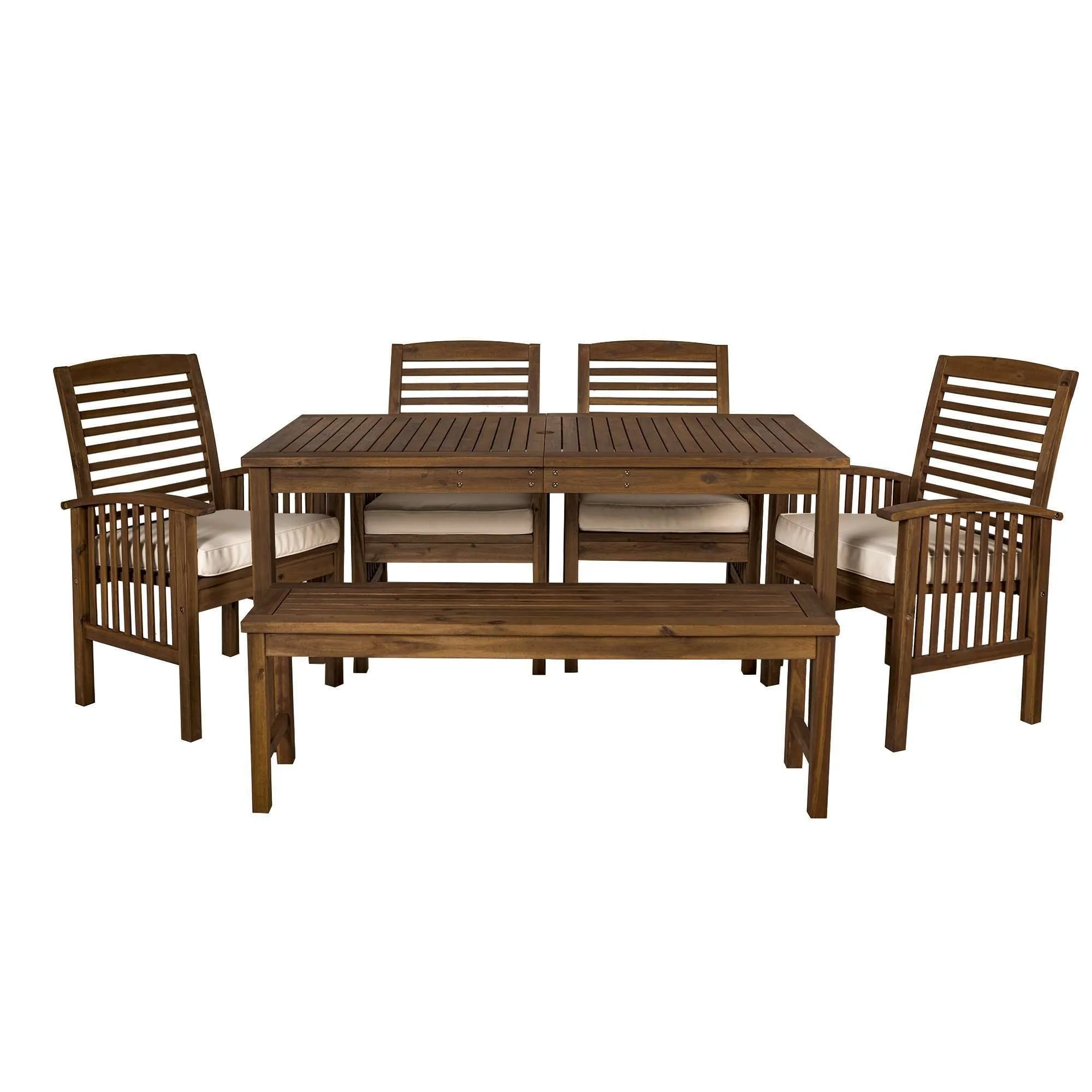 6-Piece Modern Acacia Wood Patio Dining Set – Stylish Outdoor Furniture for Relaxing Gatherings