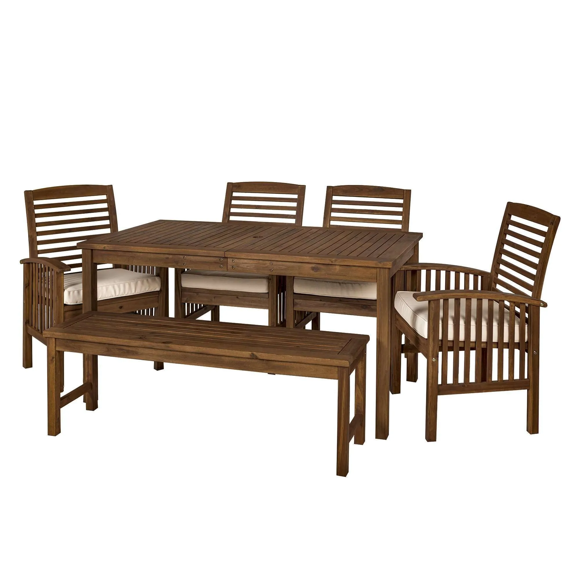 6-Piece Modern Acacia Wood Patio Dining Set – Stylish Outdoor Furniture for Relaxing Gatherings