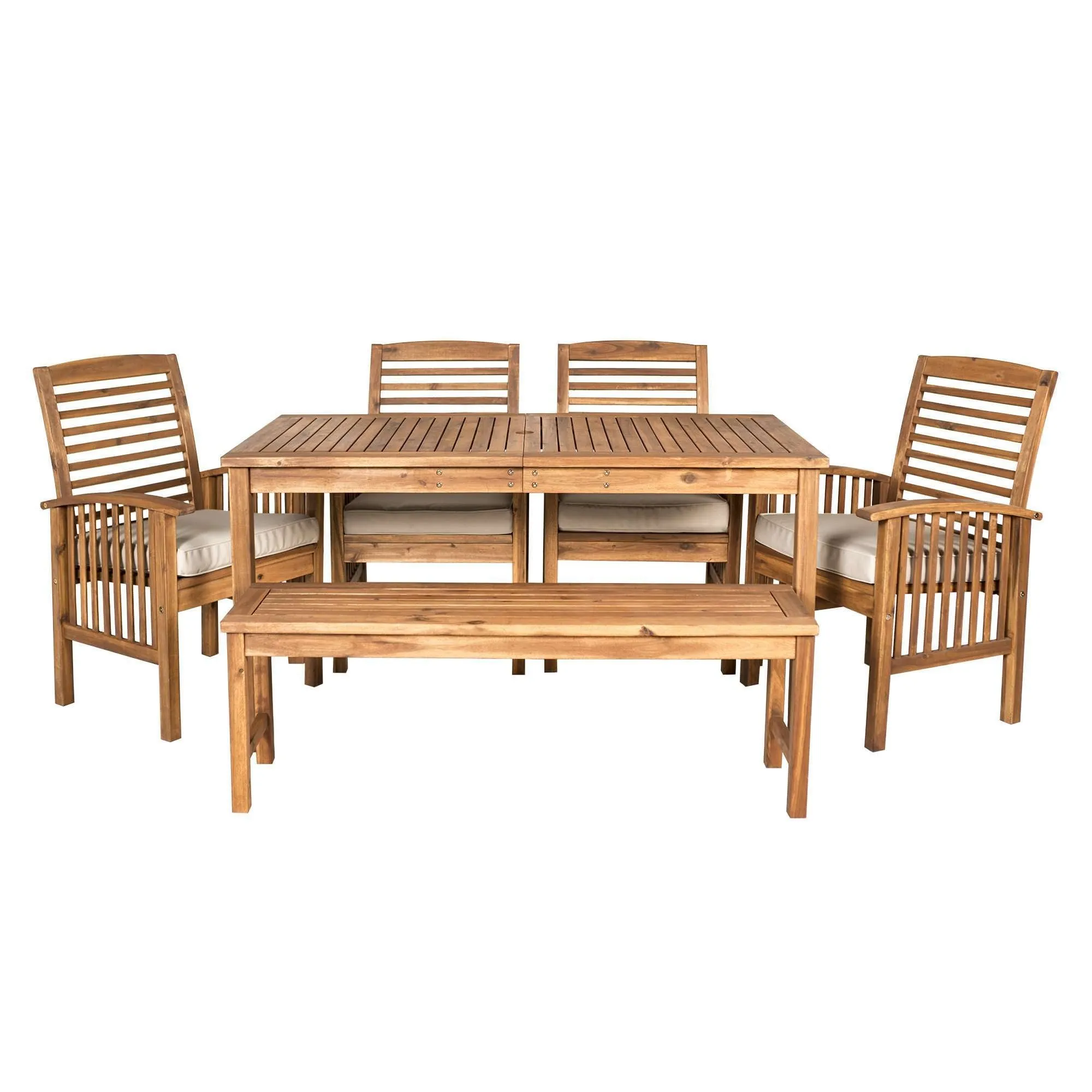 6-Piece Modern Acacia Wood Patio Dining Set – Stylish Outdoor Furniture for Relaxing Gatherings