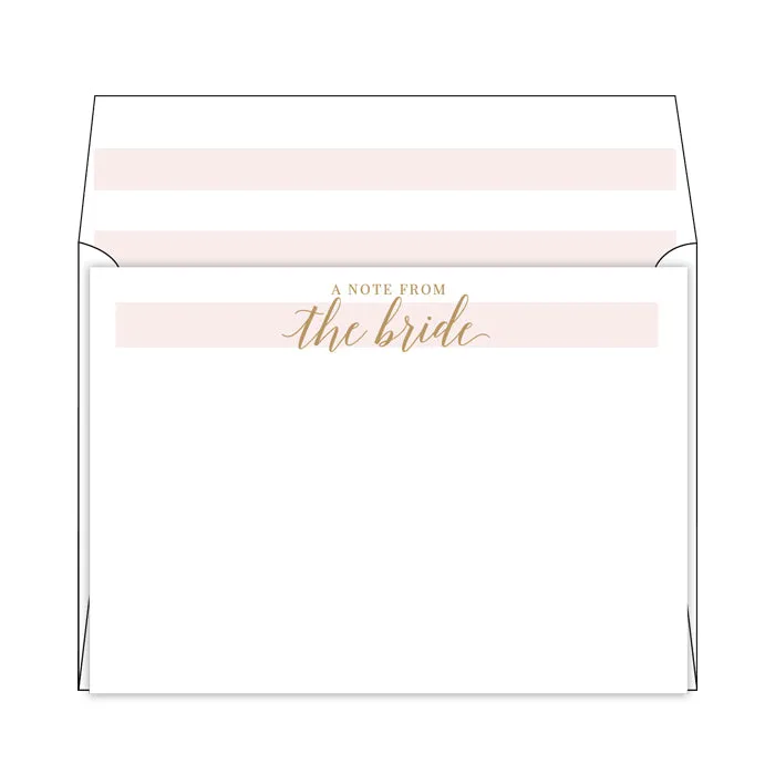 A Note From The Bride Blush Flat Note Stationery