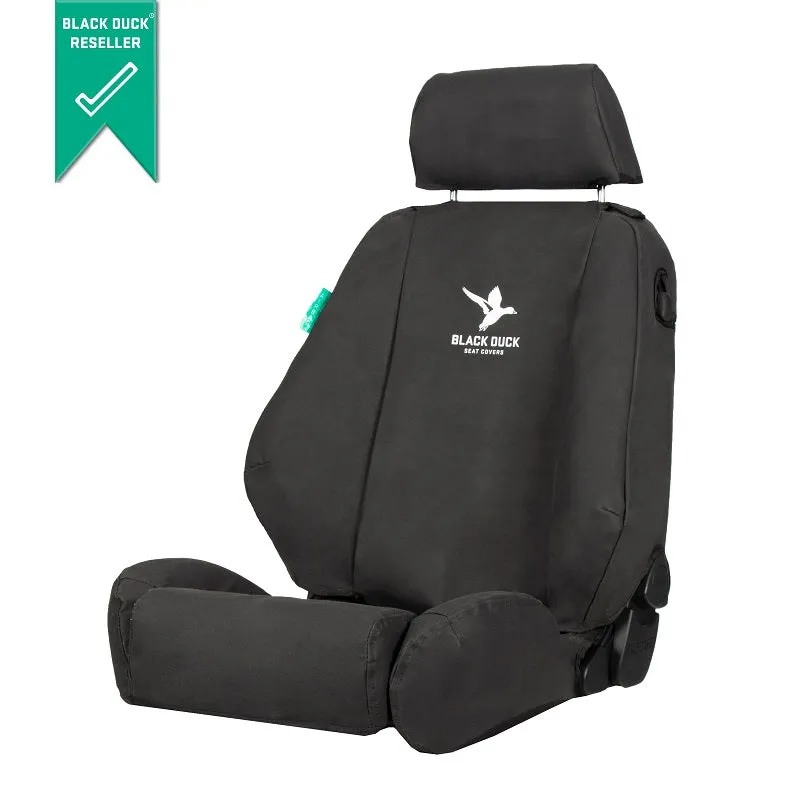 Black Duck Canvas Black Console & Seat Covers suits Toyota Hilux SR5 8th Gen Dual/Xtra Cab 7/2015-On