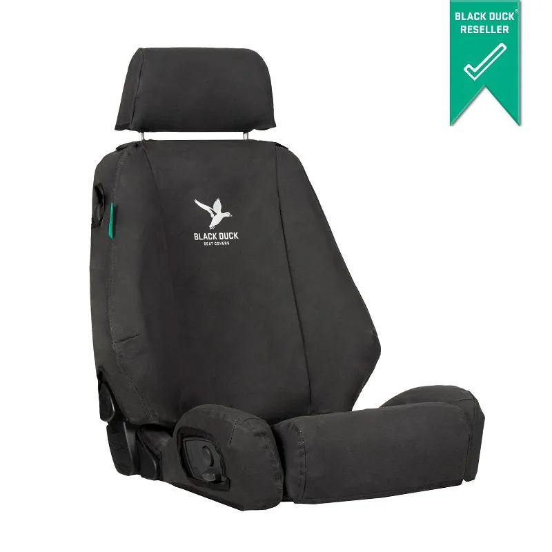 Black Duck Canvas Black Seat Covers Suits Mitsubishi Triton Club Cab MN 12/2012-2/2015