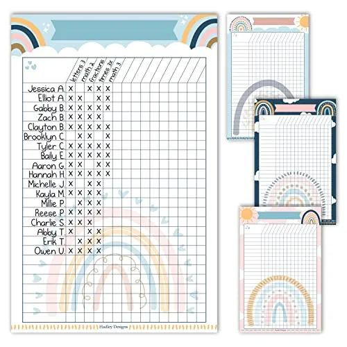 Boho Rainbow Homework Trackers