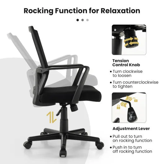 Ergonomic Desk Chair with Lumbar Support and Rocking Function-Black