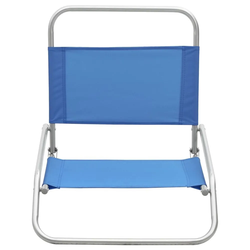 Folding Beach Chairs 2 pcs Blue Fabric