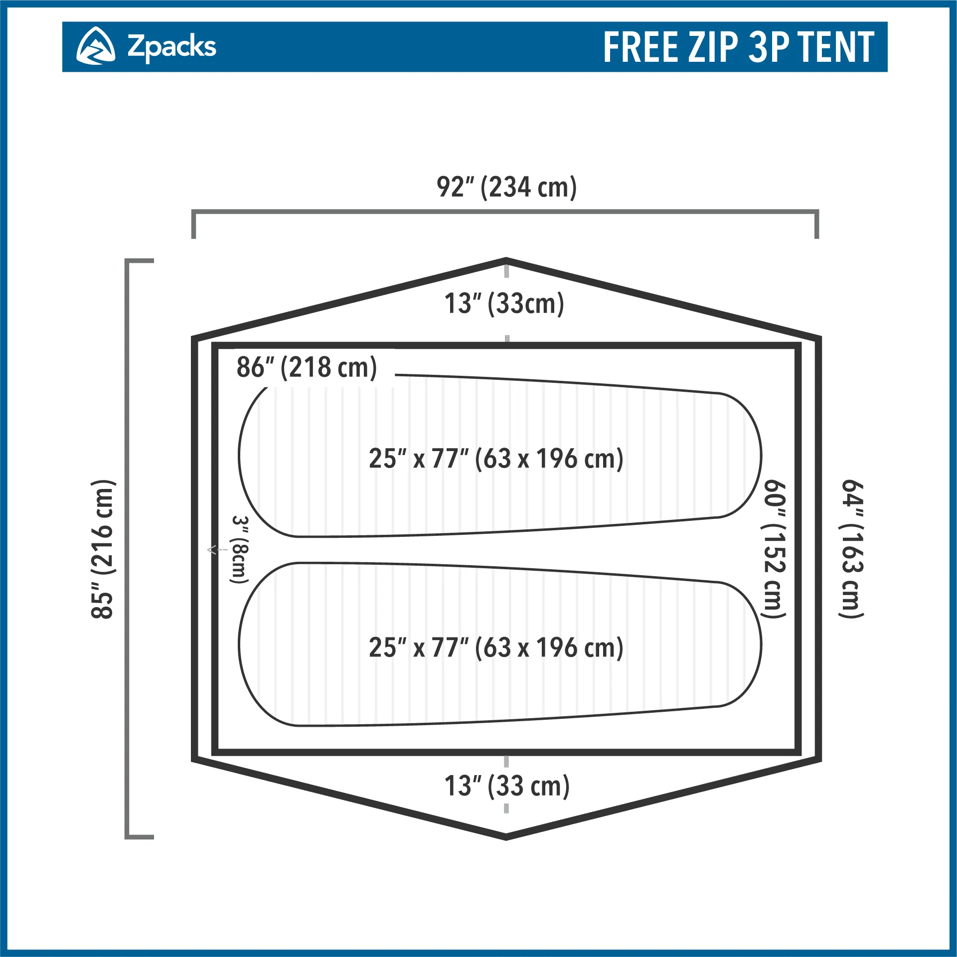 Free Zip 3P Freestanding Tent