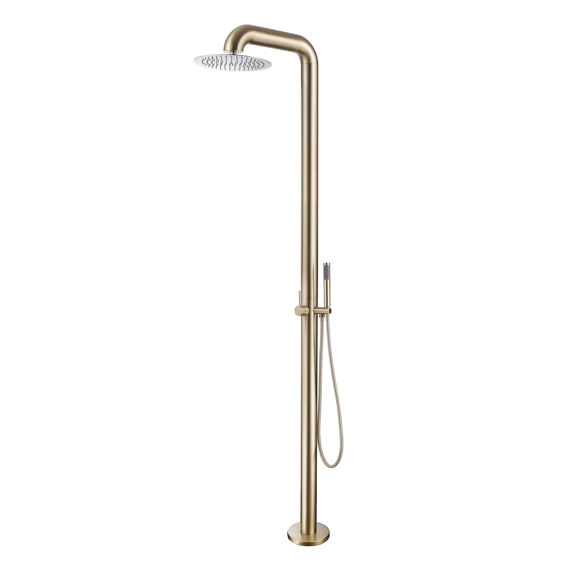 Freestanding Stainless Steel Outdoor Shower with Hand Shower Brushed Gold