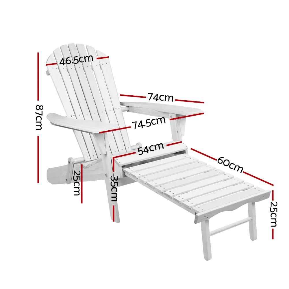 Gardeon 2PC Adirondack Outdoor Chairs Wood Foldable Sun Lounge Patio Furniture