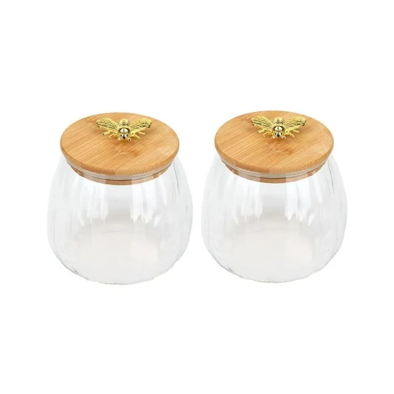 Glass Jars with Wooden Lids Set of 2pcs