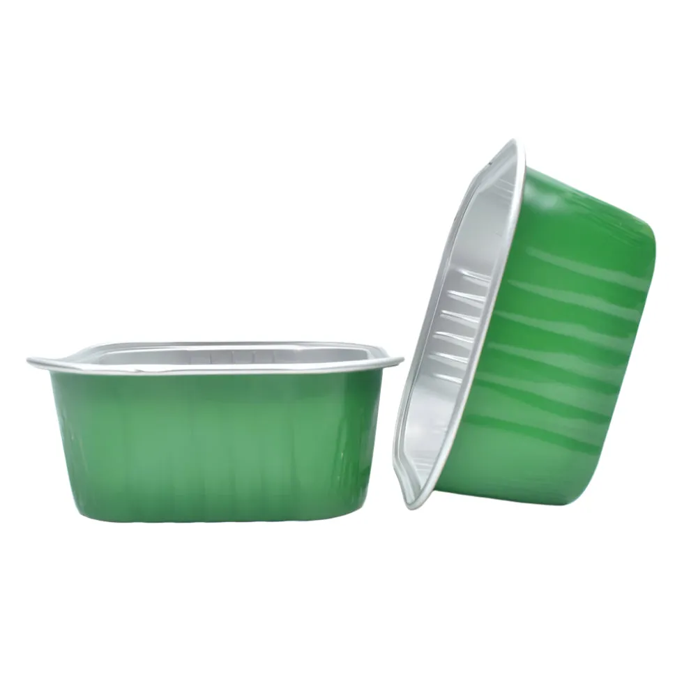 Green Square Foil Containers With Lid – 50-Piece Pack CL074