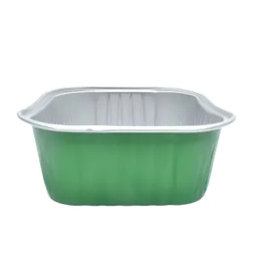 Green Square Foil Containers With Lid – 50-Piece Pack CL074