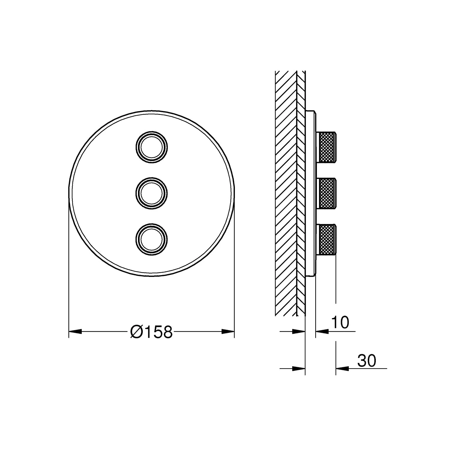 Grohe Brushed Hard Graphite Grohtherm SmartControl Triple volume control trim