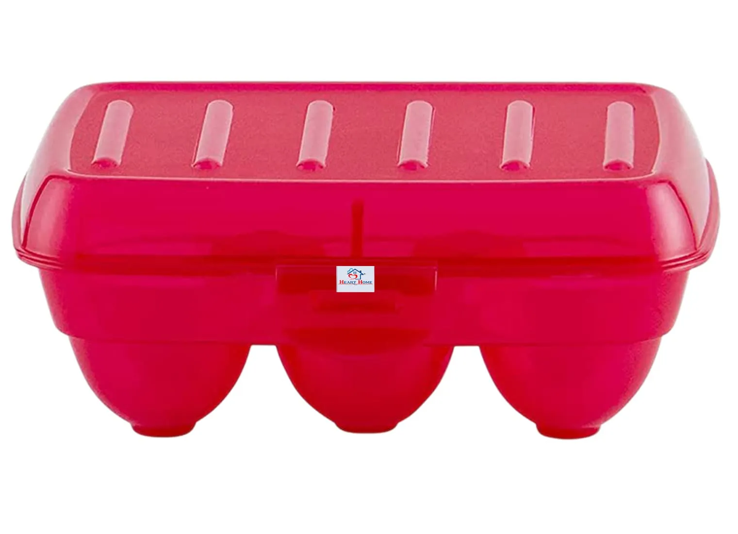 Heart Home Portable Food Grade Plastic Egg Holder/Storage Box For 6 Pieces Egg- Pack of 5 (Pink)-46HH0391