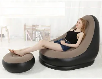 Home Inflatable Ultra Lounge Relaxing Air Sofa With Footstool