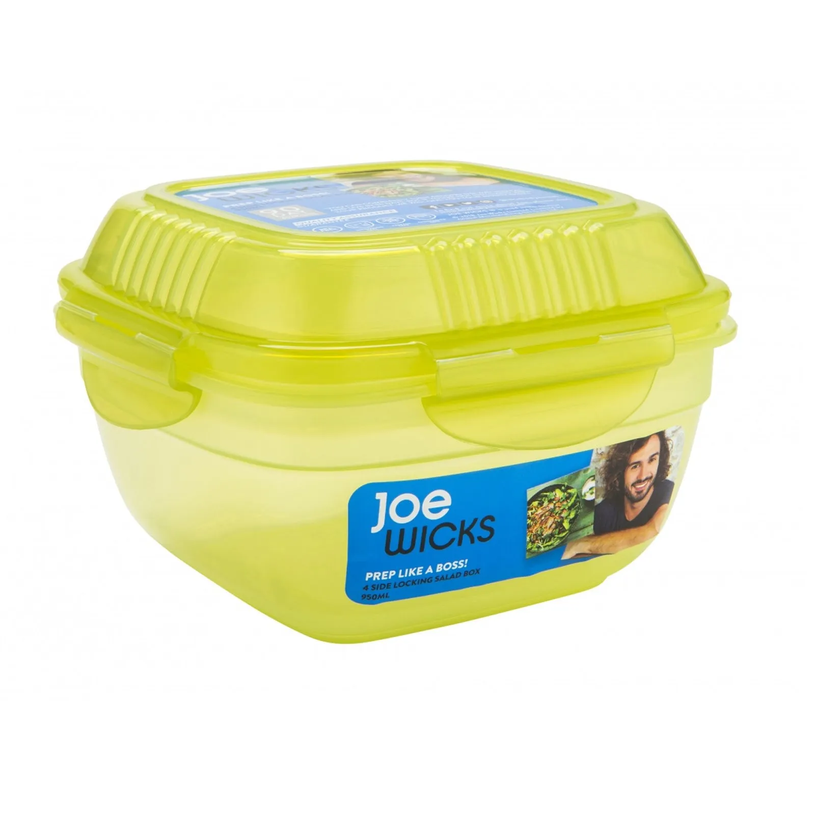 Joe Wicks Green 4 Side Locking Salad Box 950ml