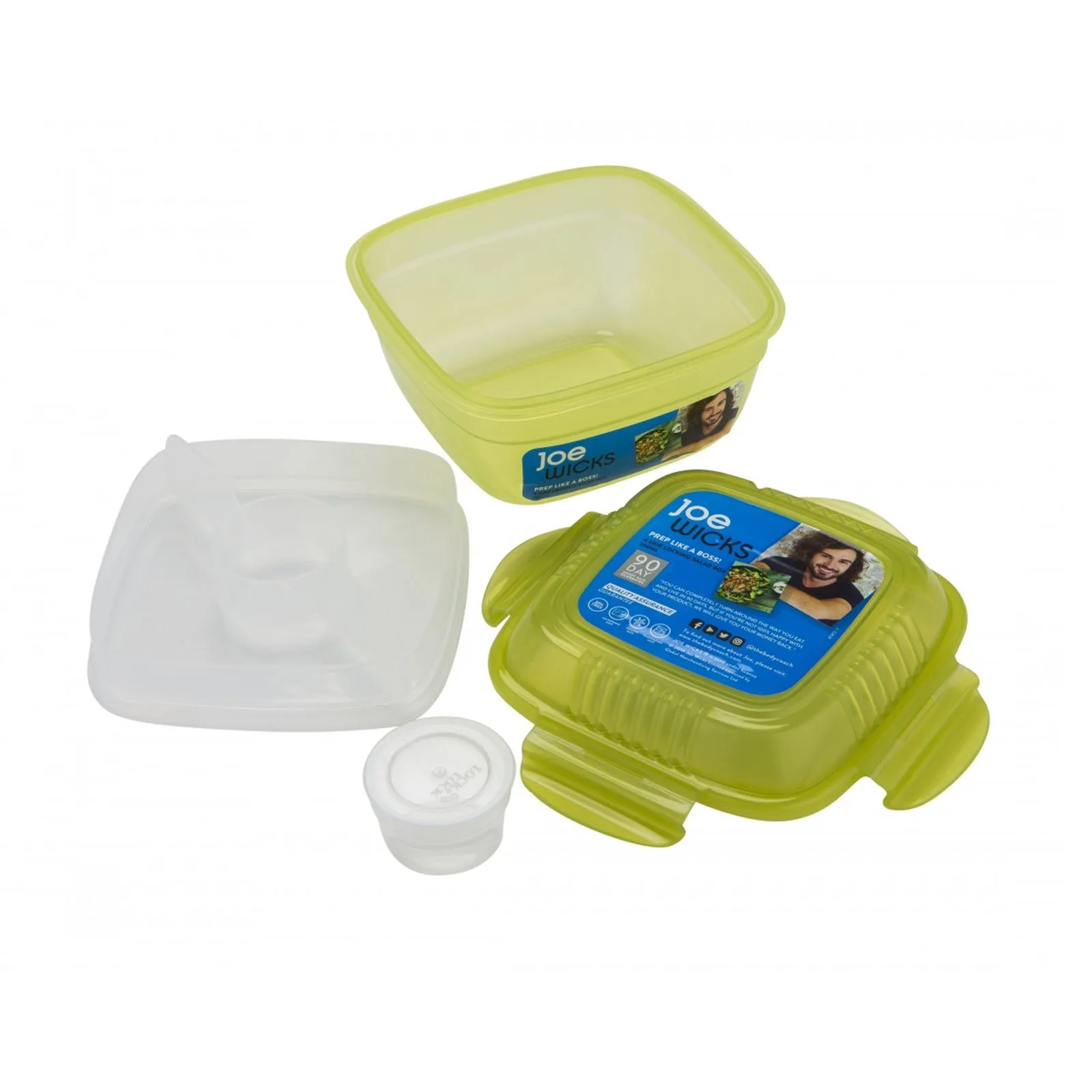 Joe Wicks Green 4 Side Locking Salad Box 950ml