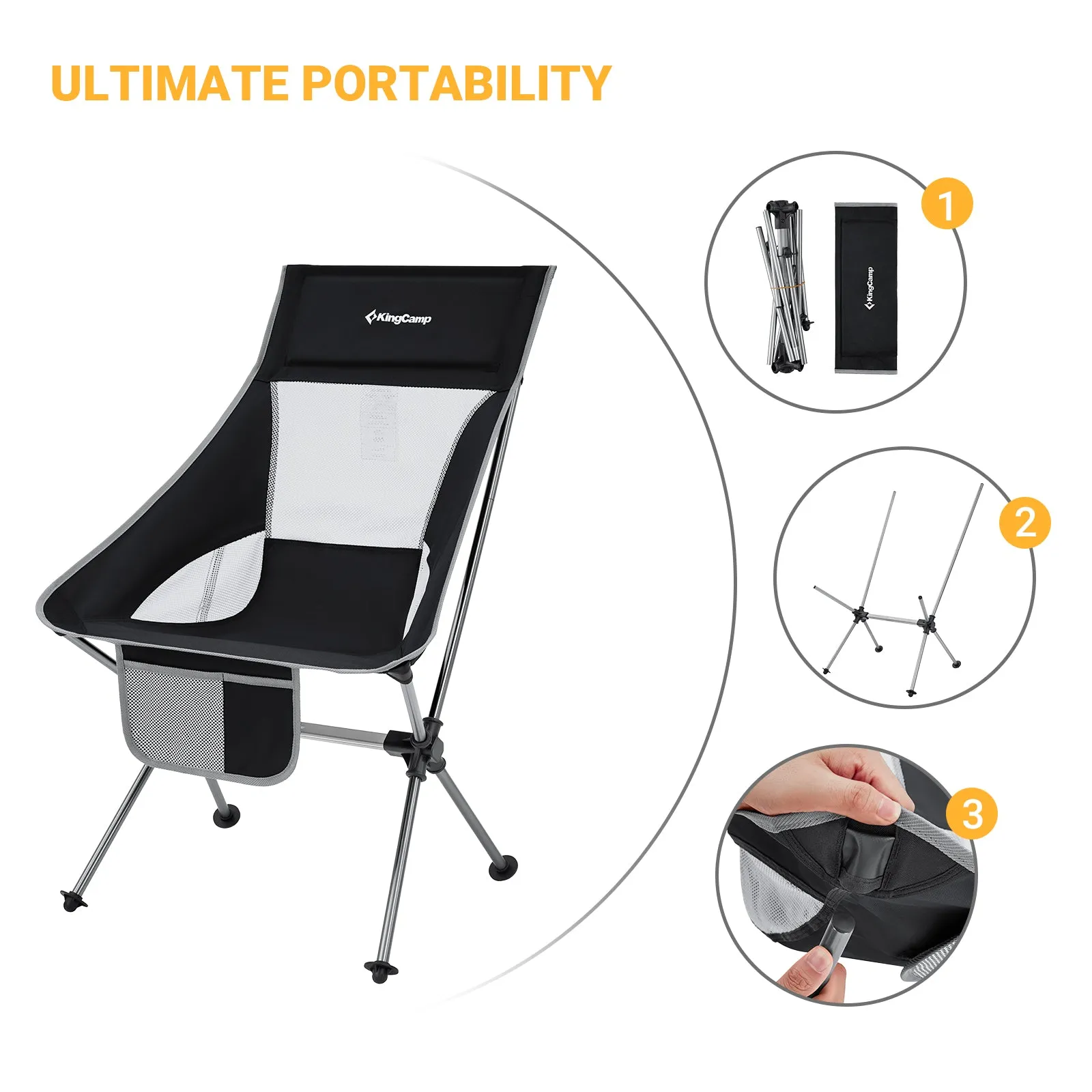 KingCamp Extra Wide Lightweight High Back Camping Chair