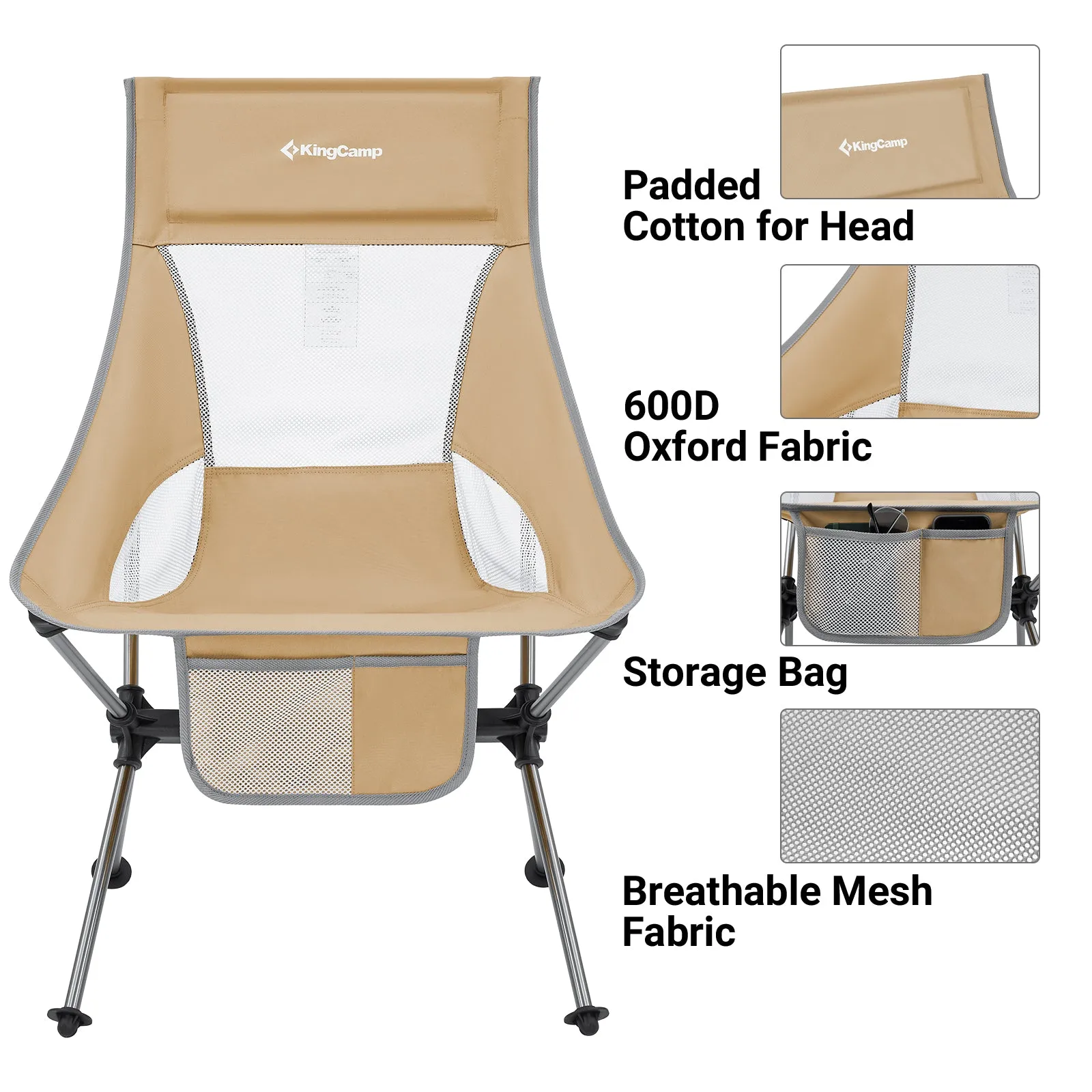 KingCamp Extra Wide Lightweight High Back Camping Chair