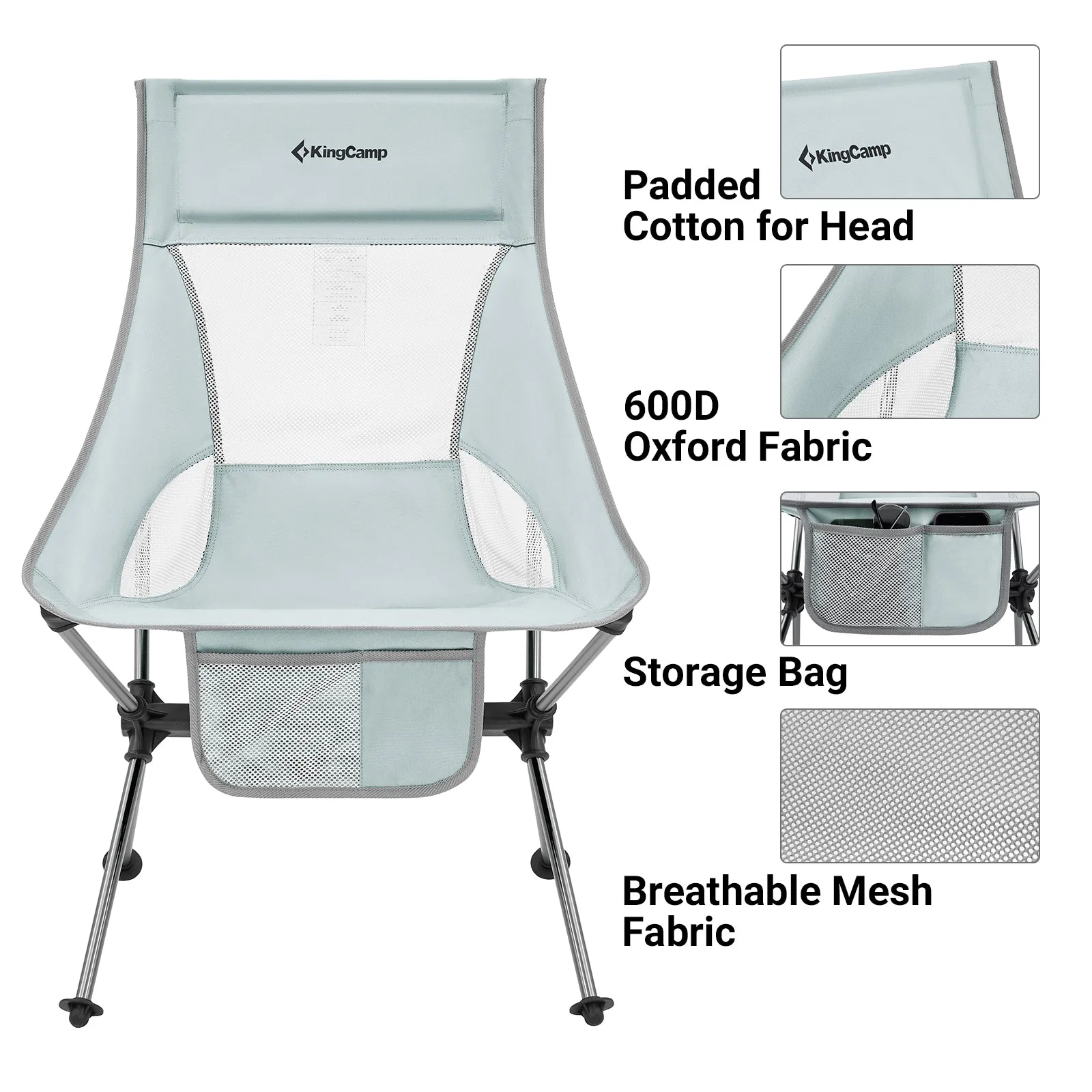 KingCamp Extra Wide Lightweight High Back Camping Chair