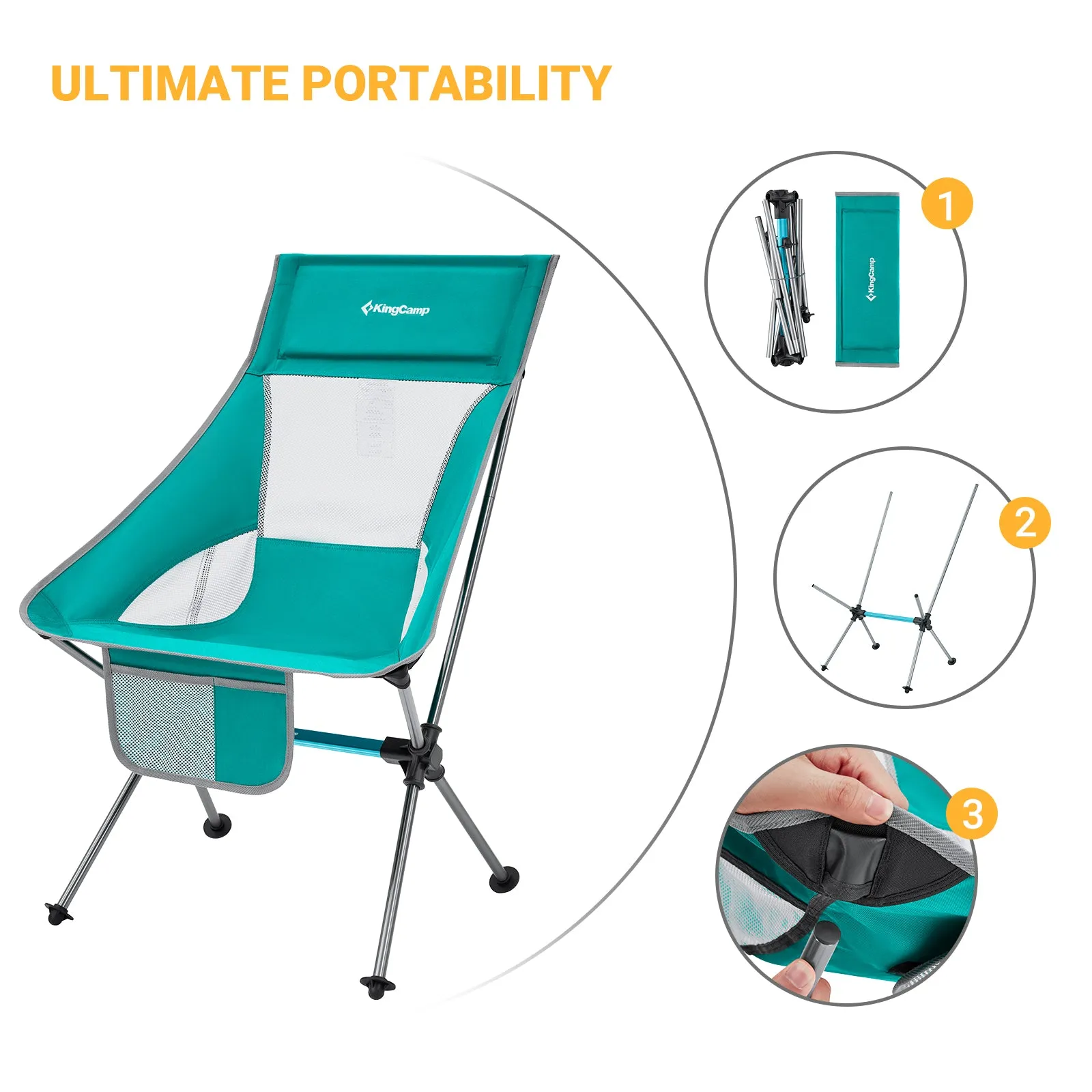 KingCamp Extra Wide Lightweight High Back Camping Chair