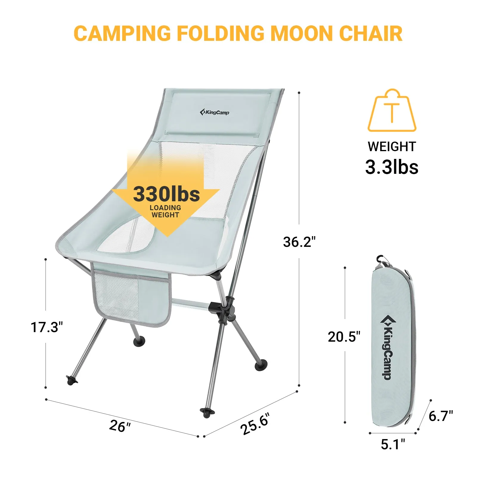 KingCamp Extra Wide Lightweight High Back Camping Chair