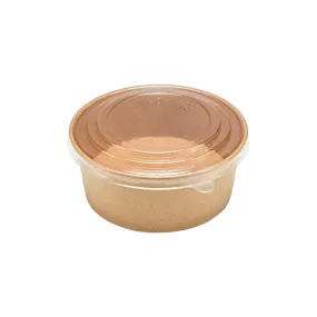 Kraft Paper Food Lunch Bowl Container Round with Clear Lid 16cm