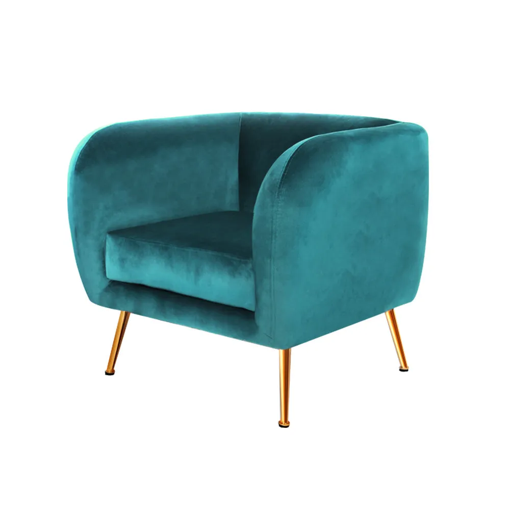 Matresha Accent Velvet Lounge Sofa Armchair - Green