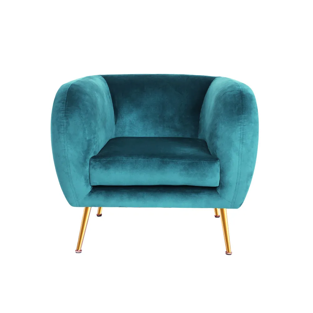 Matresha Accent Velvet Lounge Sofa Armchair - Green