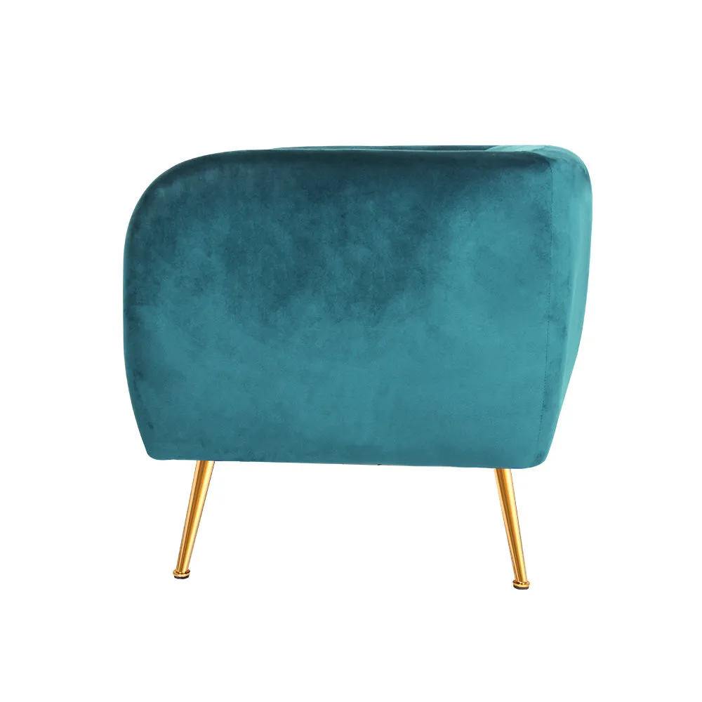 Matresha Accent Velvet Lounge Sofa Armchair - Green