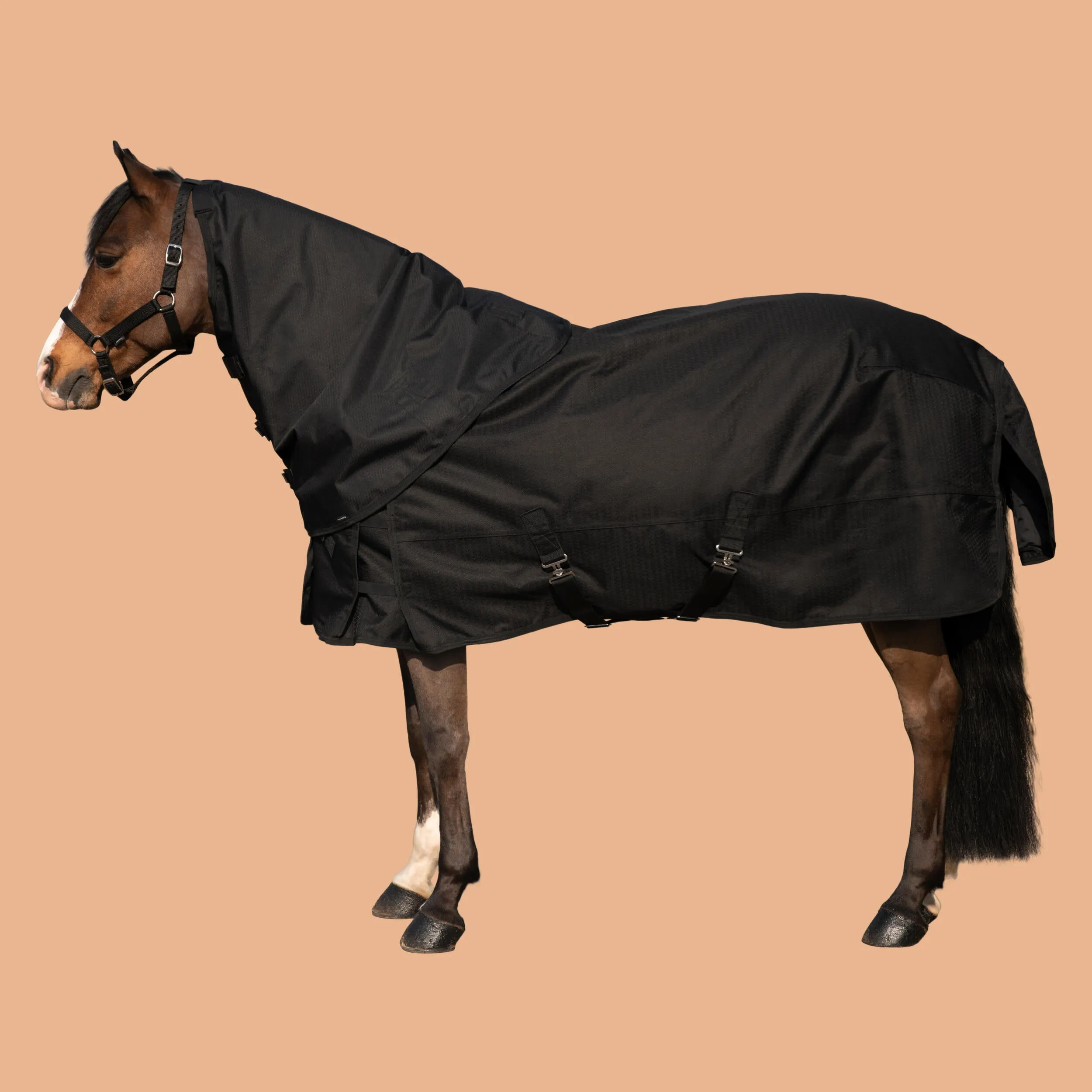 Neck cover Fouganza AllWeather Light Horse waterproof, black