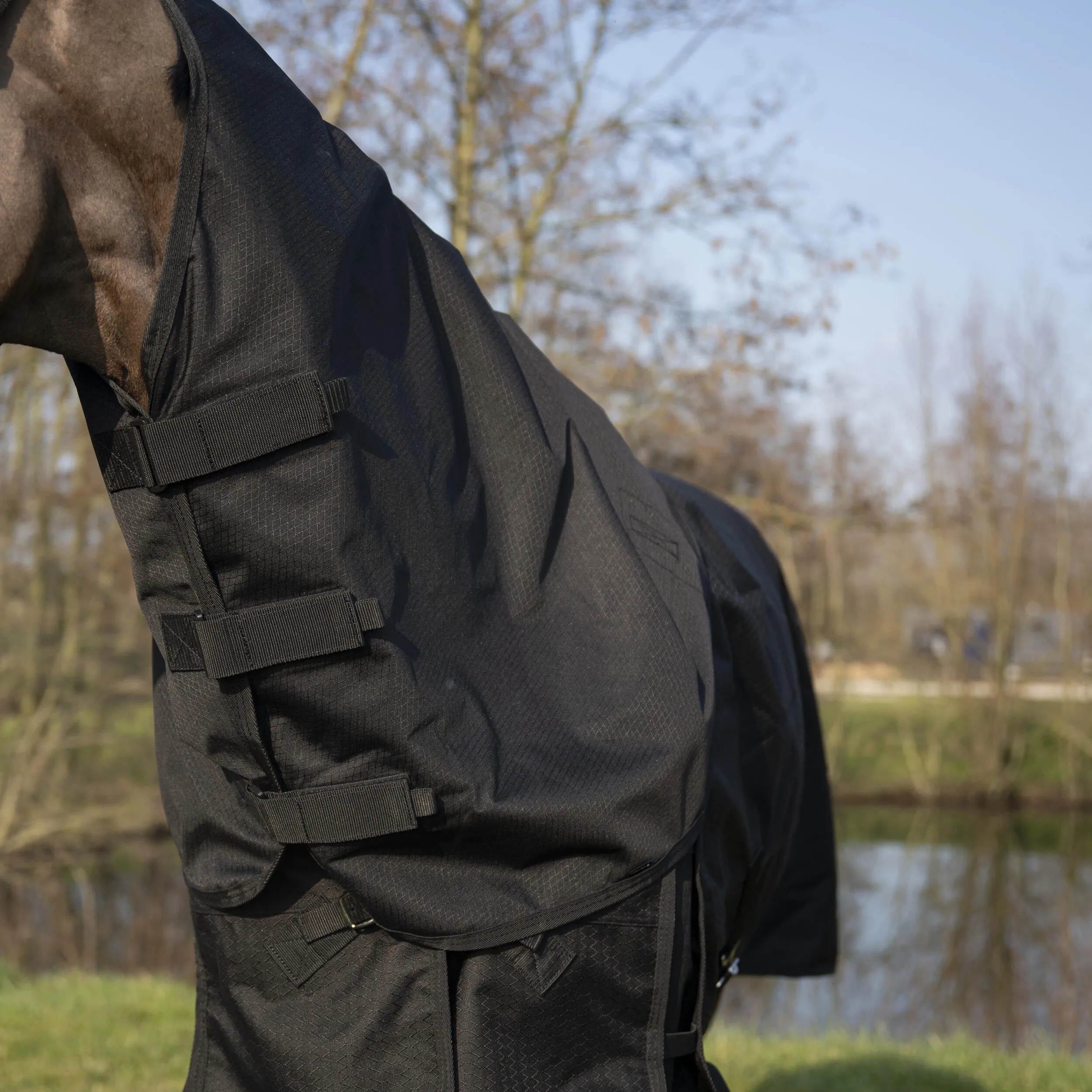 Neck cover Fouganza AllWeather Light Horse waterproof, black