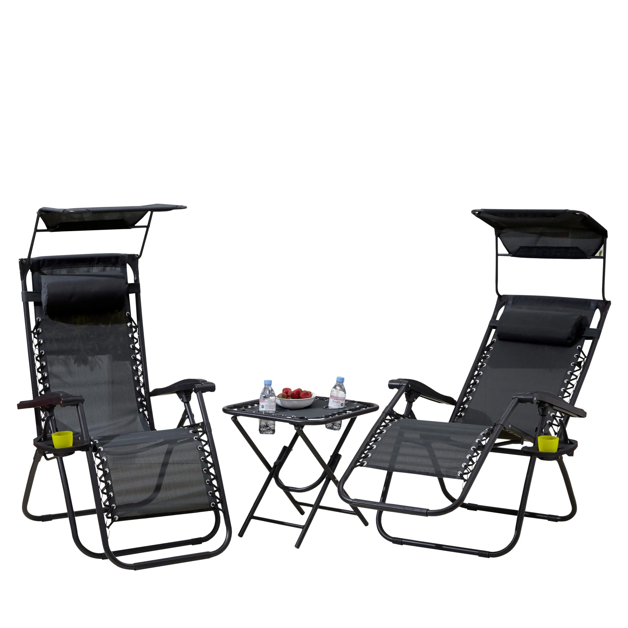 Neo Black Folding Zero Gravity Garden Chairs and Table Set