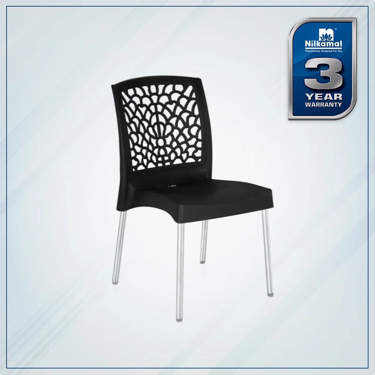 Nilkamal Novella 19 Plastic Armless Chair (Iron Black)