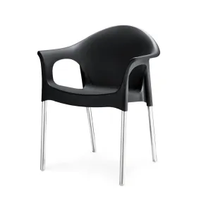 Nilkamal NS09SS Plastic Mid Back with Arm Chair | Chairs for Home| Dining Room| Bedroom| Kitchen| Living Room| Office - Outdoor - Garden | Dust Free |100% Polypropylene Stackable Chairs - Black