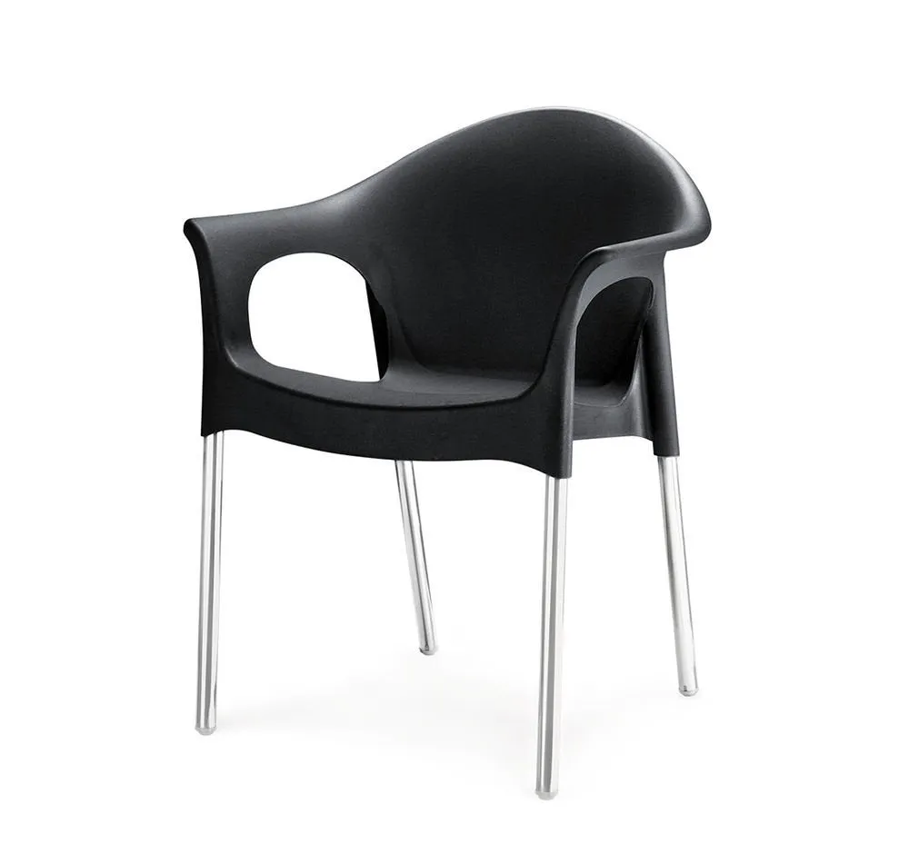 Nilkamal NS09SS Plastic Mid Back with Arm Chair | Chairs for Home| Dining Room| Bedroom| Kitchen| Living Room| Office - Outdoor - Garden | Dust Free |100% Polypropylene Stackable Chairs - Black