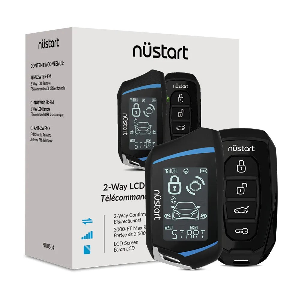 NuStart 2 Way LCD Remote Start Kit 3000ft Range Keyless Entry NU8504