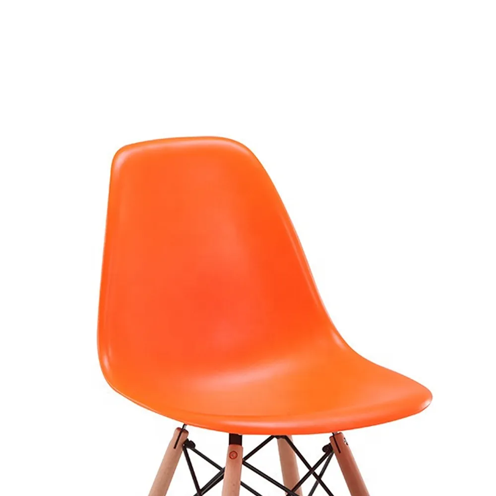 Plastic Dining Chairs With Wooden Leg Orange