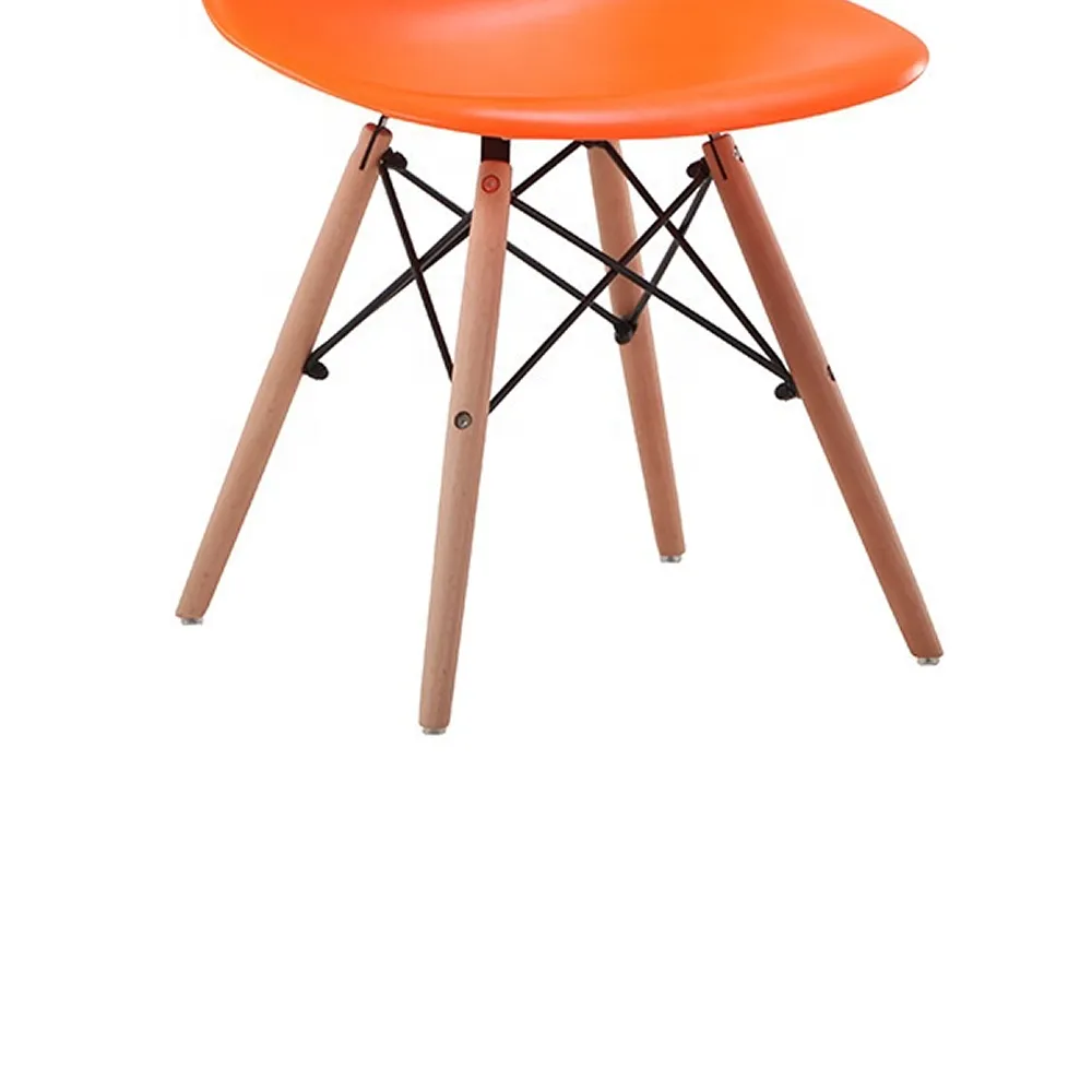 Plastic Dining Chairs With Wooden Leg Orange