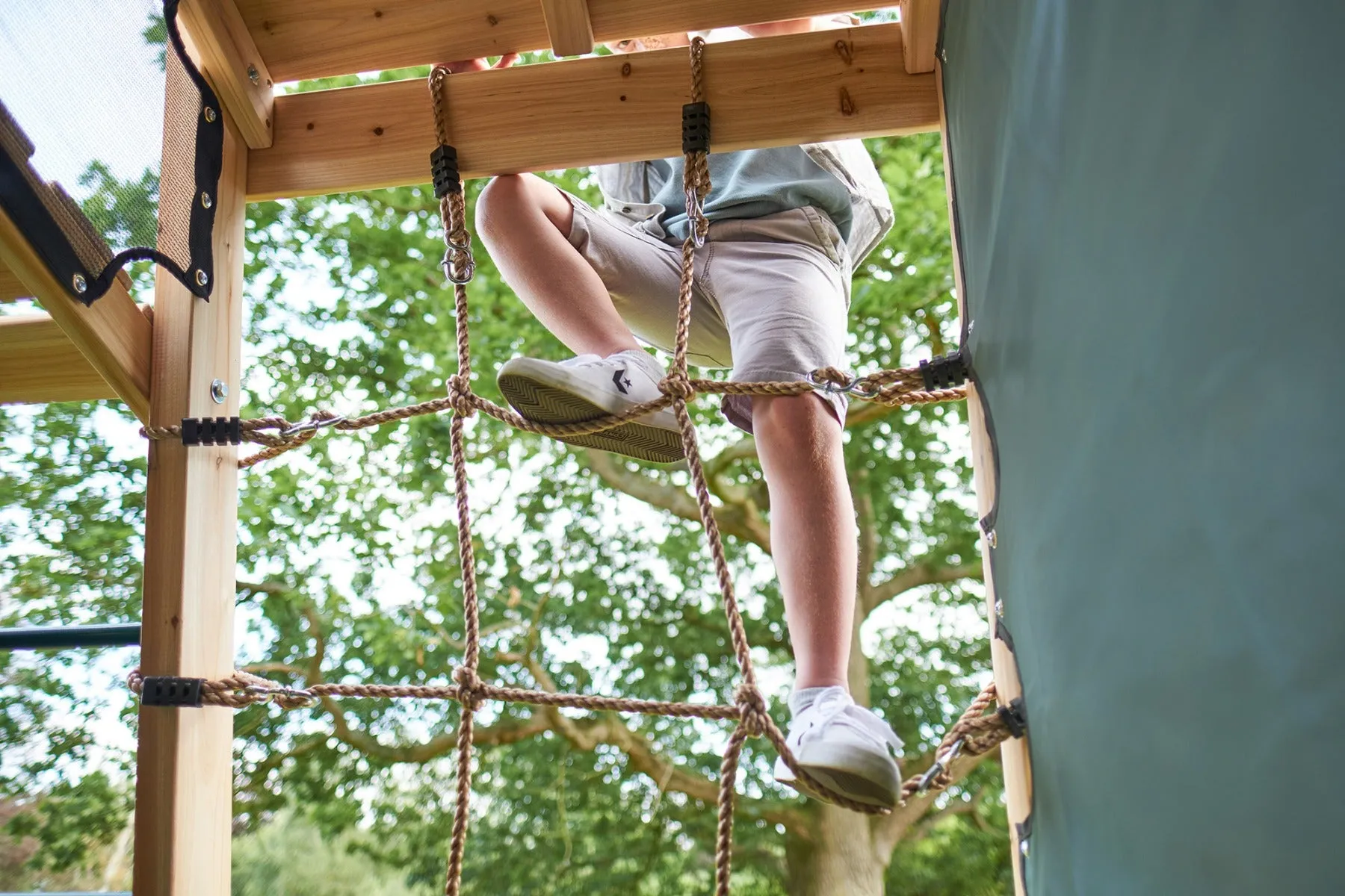 Plum Climbing Pyramid with Slide and Swings | Wooden Jungle Gym for Kids Outdoor Play