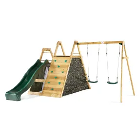 Plum Climbing Pyramid with Slide and Swings | Wooden Jungle Gym for Kids Outdoor Play