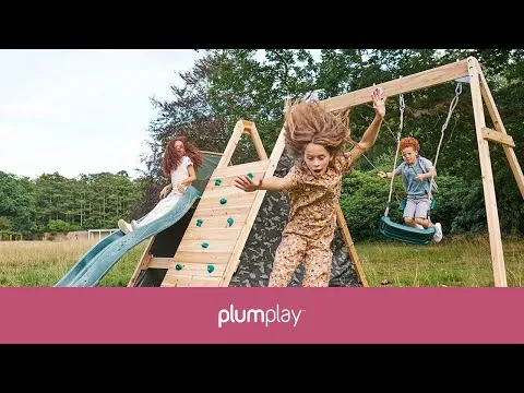 Plum Climbing Pyramid with Slide and Swings | Wooden Jungle Gym for Kids Outdoor Play