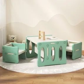 Pora 3-Piece Kids Table & Chairs Set Kids Table and Chairs Set - Green