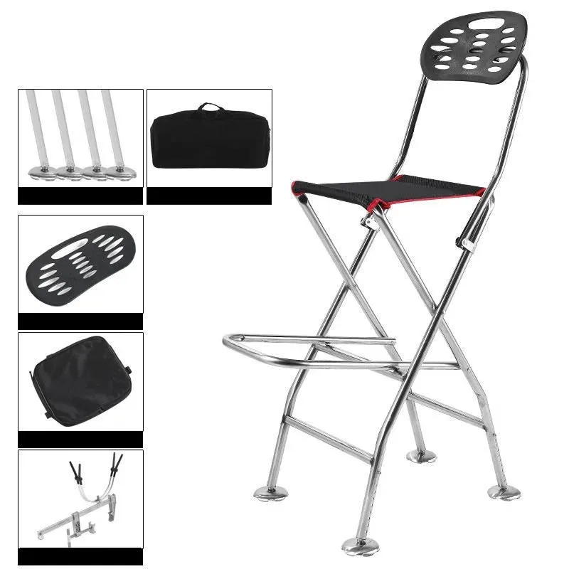 Portable Folding Chair for Camping Fishing Chair, Outdoor Ultra-light Stainless Steel, Multifunctional, Liftable, Beach Relaxing