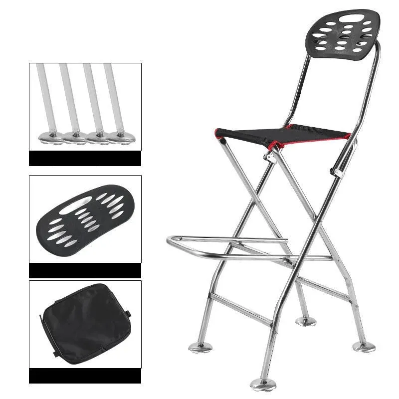 Portable Folding Chair for Camping Fishing Chair, Outdoor Ultra-light Stainless Steel, Multifunctional, Liftable, Beach Relaxing